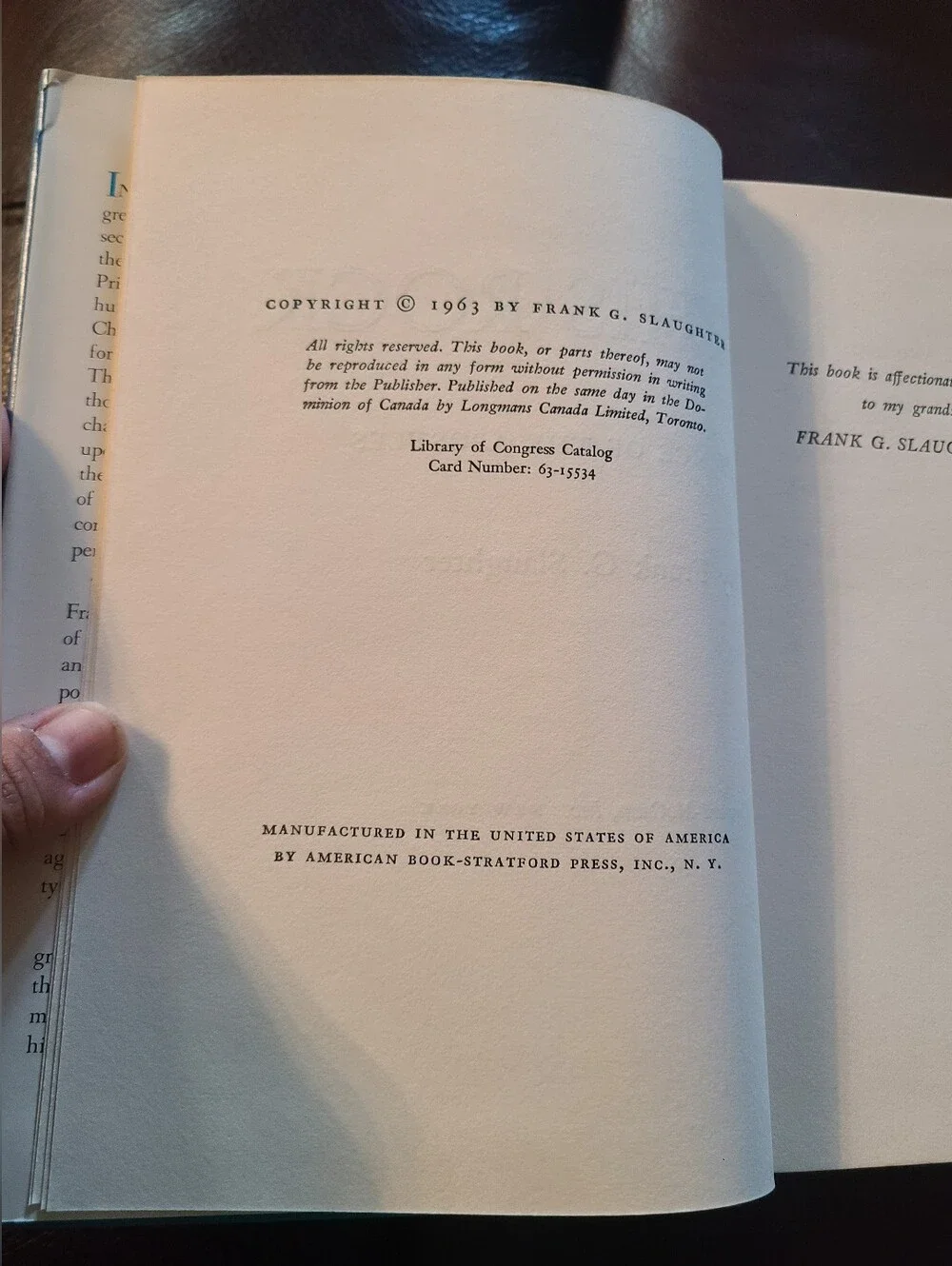 Upon This Rock Frank G Slaughter 1963 Hardcover First Edition Dust Jacket VG